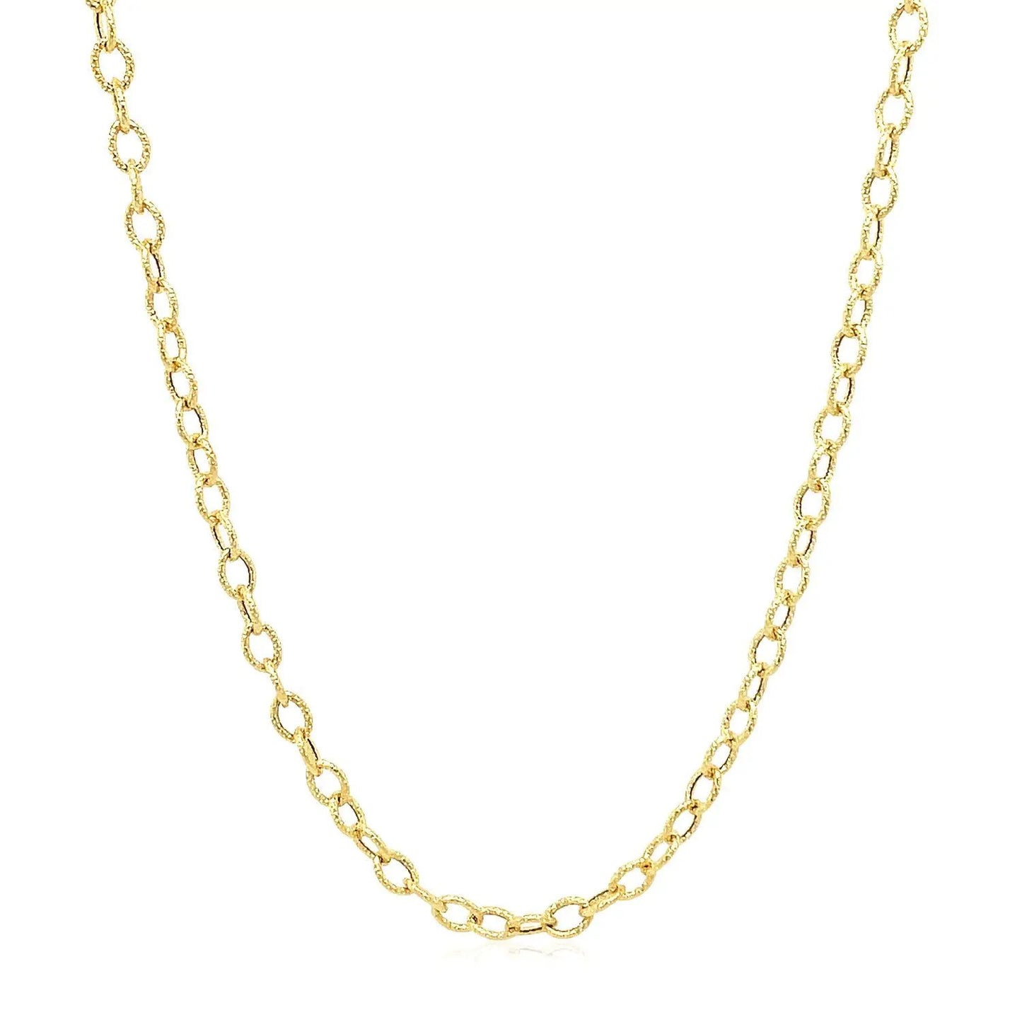 2.5mm 14k yellow gold textured-link pendant chain necklace on Tampa Home & Garden Store