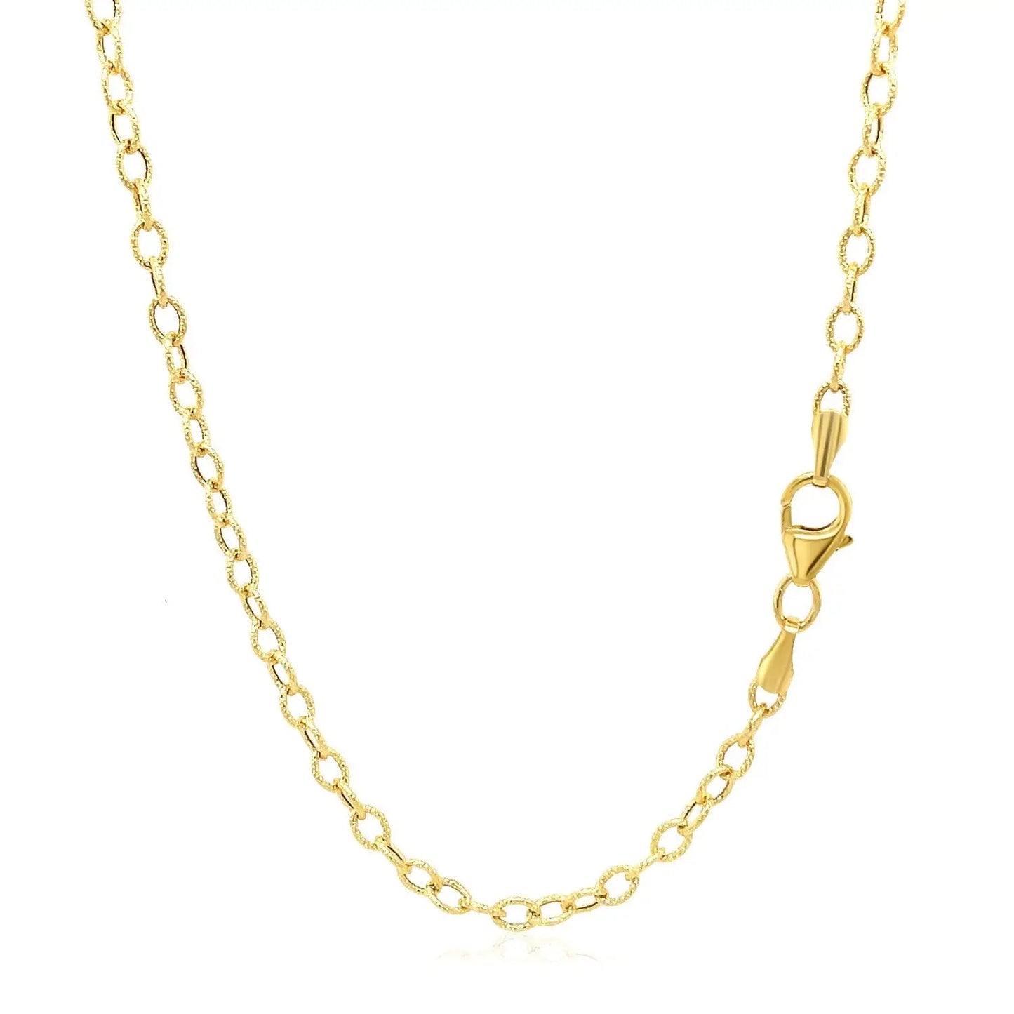 2.5mm 14k yellow gold pendant chain with textured links, lobster clasp, Bids.com necklace on Tampa Home & Garden Store