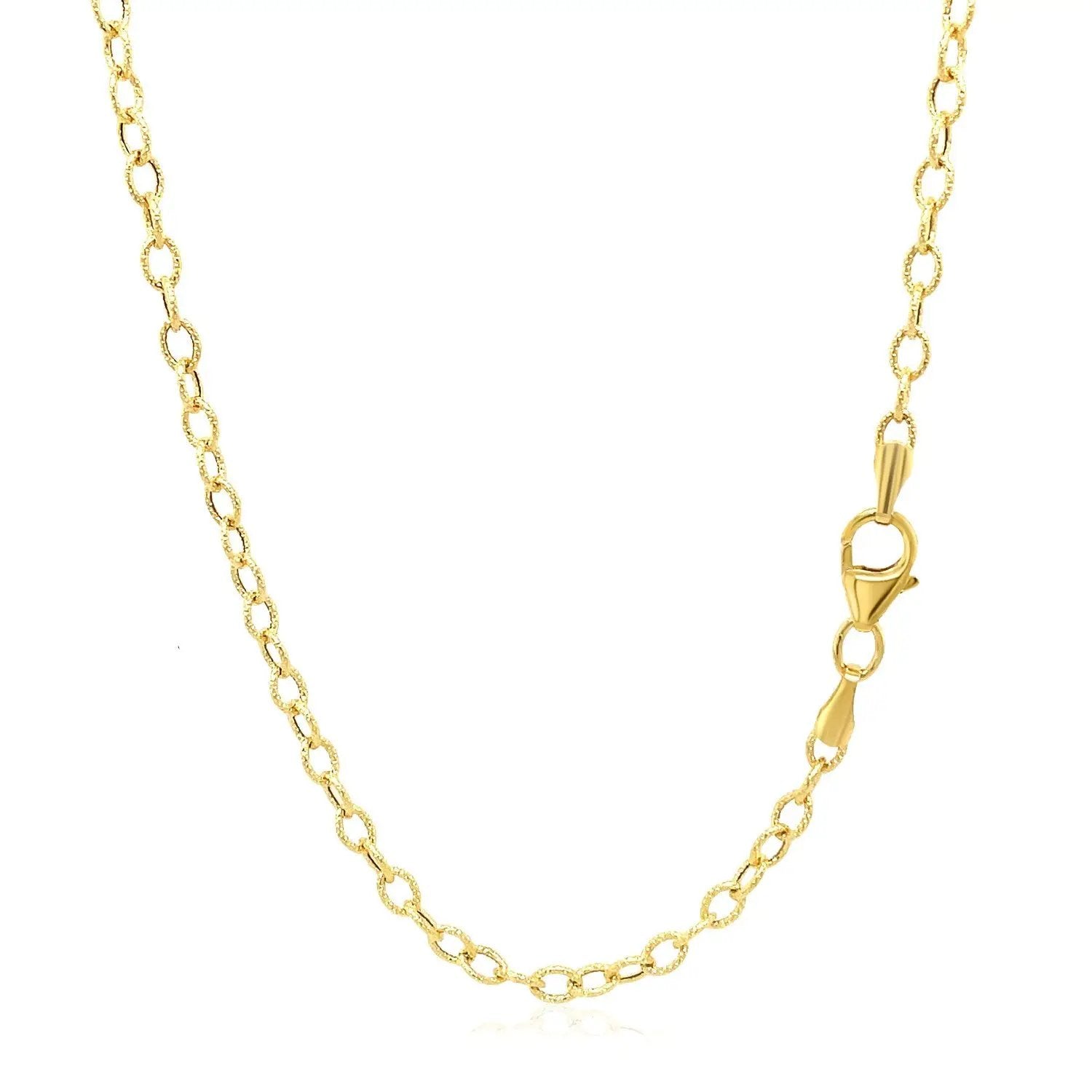 2.5mm 14k yellow gold pendant chain with textured links, lobster clasp, Bids.com necklace on Tampa Home & Garden Store
