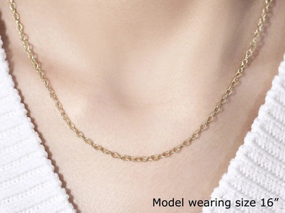 2.5mm 14k yellow-gold textured-link pendant chain necklace on Tampa Home & Garden Store