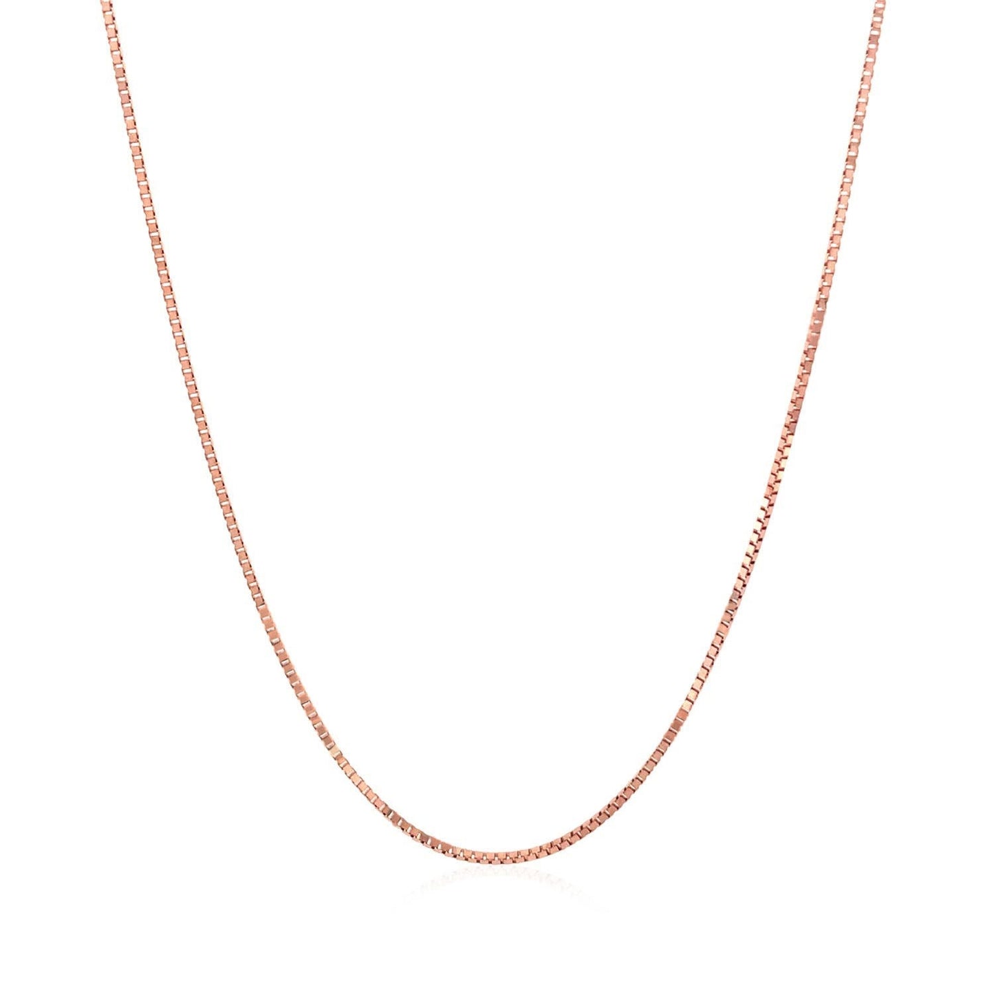14k Rose Gold Classic Box Chain Necklace 0.8mm, slim chain design in rose gold on Tampa Home & Garden Store