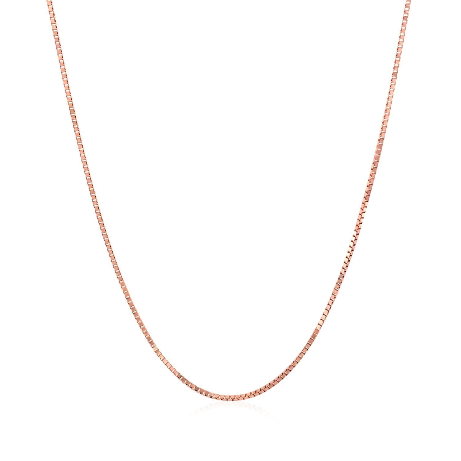 14k Rose Gold Classic Box Chain Necklace 0.8mm, slim chain design in rose gold on Tampa Home & Garden Store