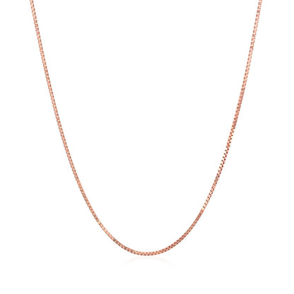 14k Rose Gold Classic Box Chain Necklace 0.8mm, slim chain design in rose gold on Tampa Home & Garden Store