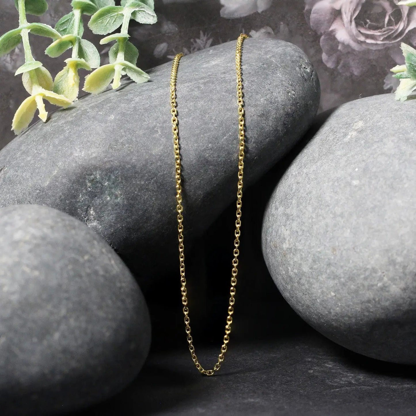 14k yellow gold diamond-cut cable link chain necklace 1.4mm on Tampa Home & Garden Store