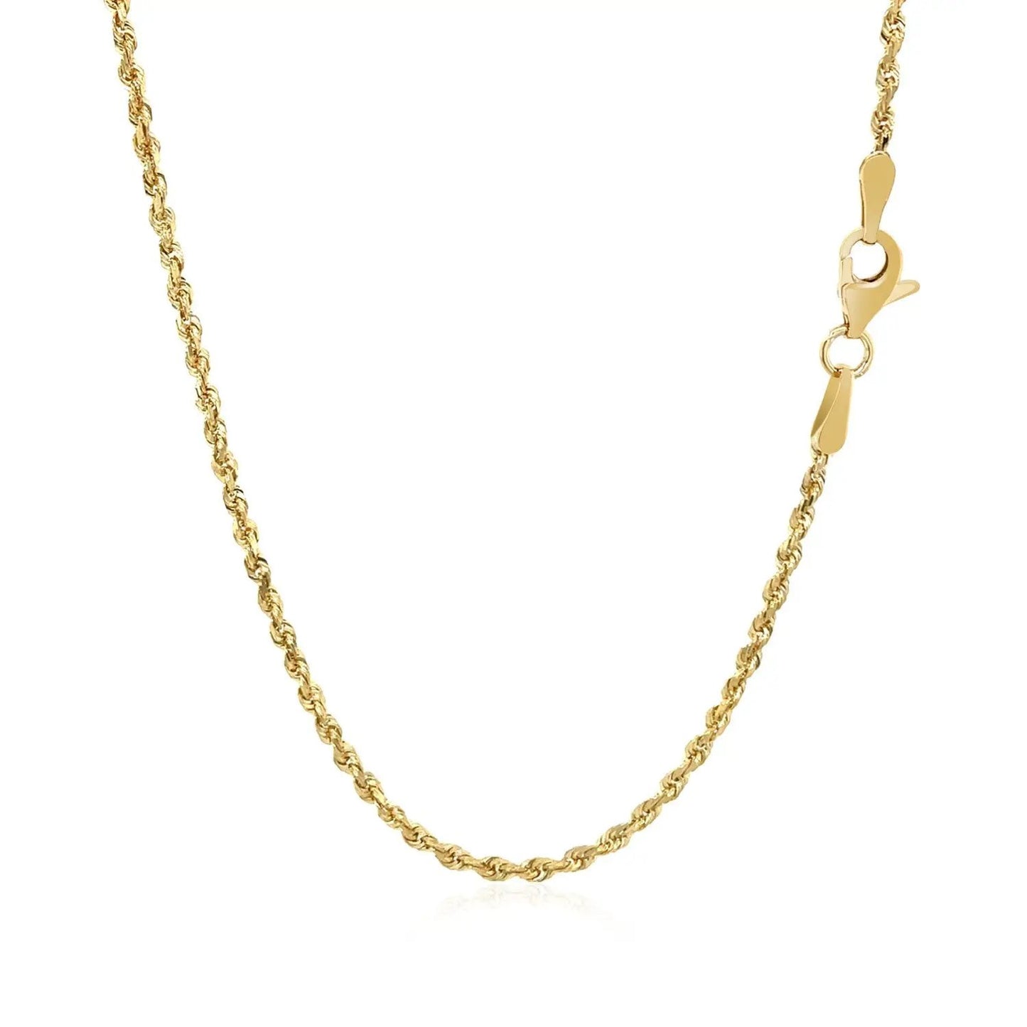 2.0mm 10k yellow gold solid diamond-cut rope chain necklace with lobster clasp on Tampa Home & Garden Store