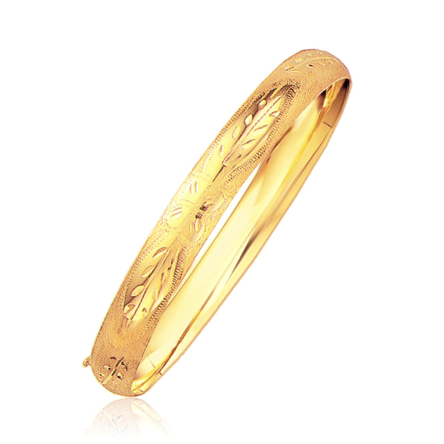 Classic floral carved 14k yellow gold bangle bracelet 8.0mm by Bids.com on Tampa Home & Garden Store