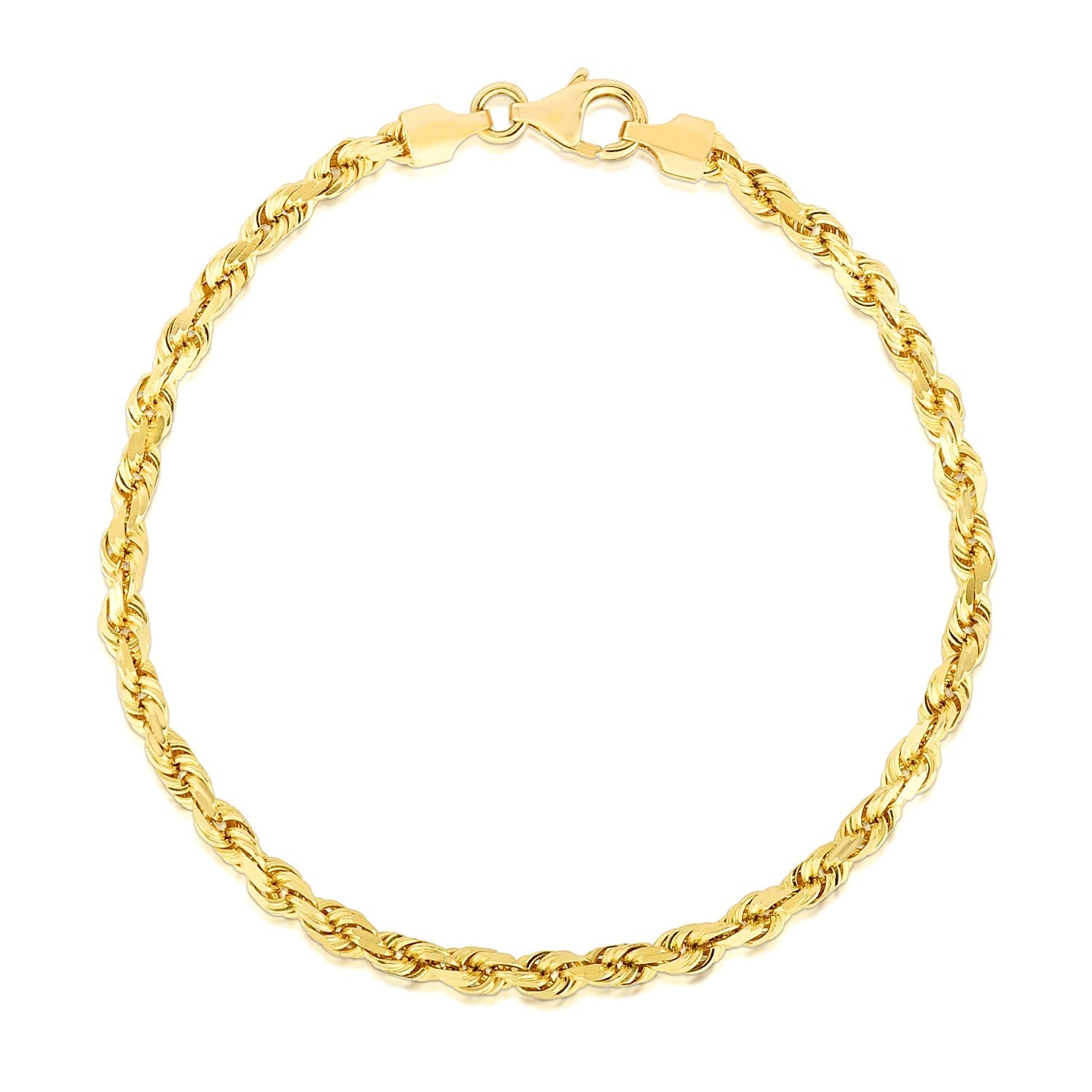 Bracelet 14k yellow gold solid diamond-cut rope 4.0mm Bids.com on Tampa Home & Garden Store