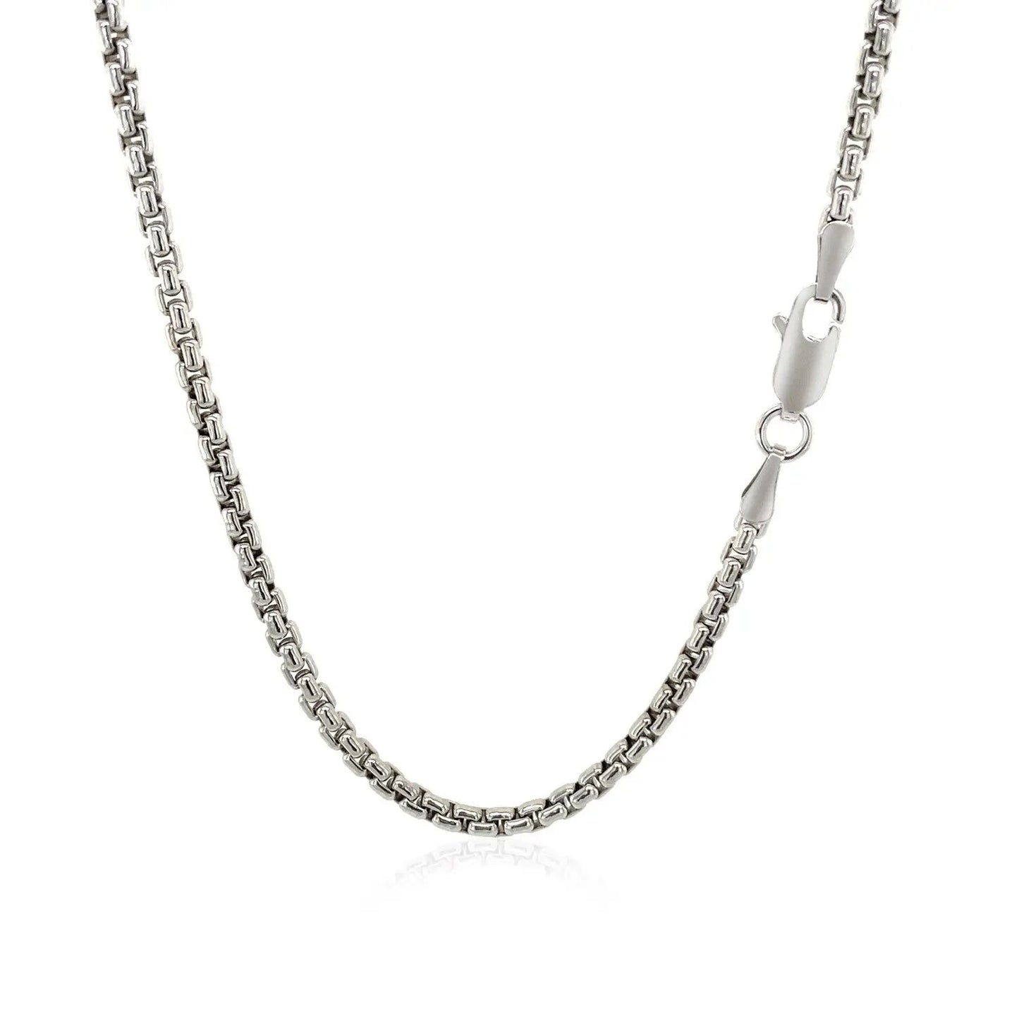 2.4mm 14k white gold round box chain necklace with barrel clasp on Tampa Home & Garden Store