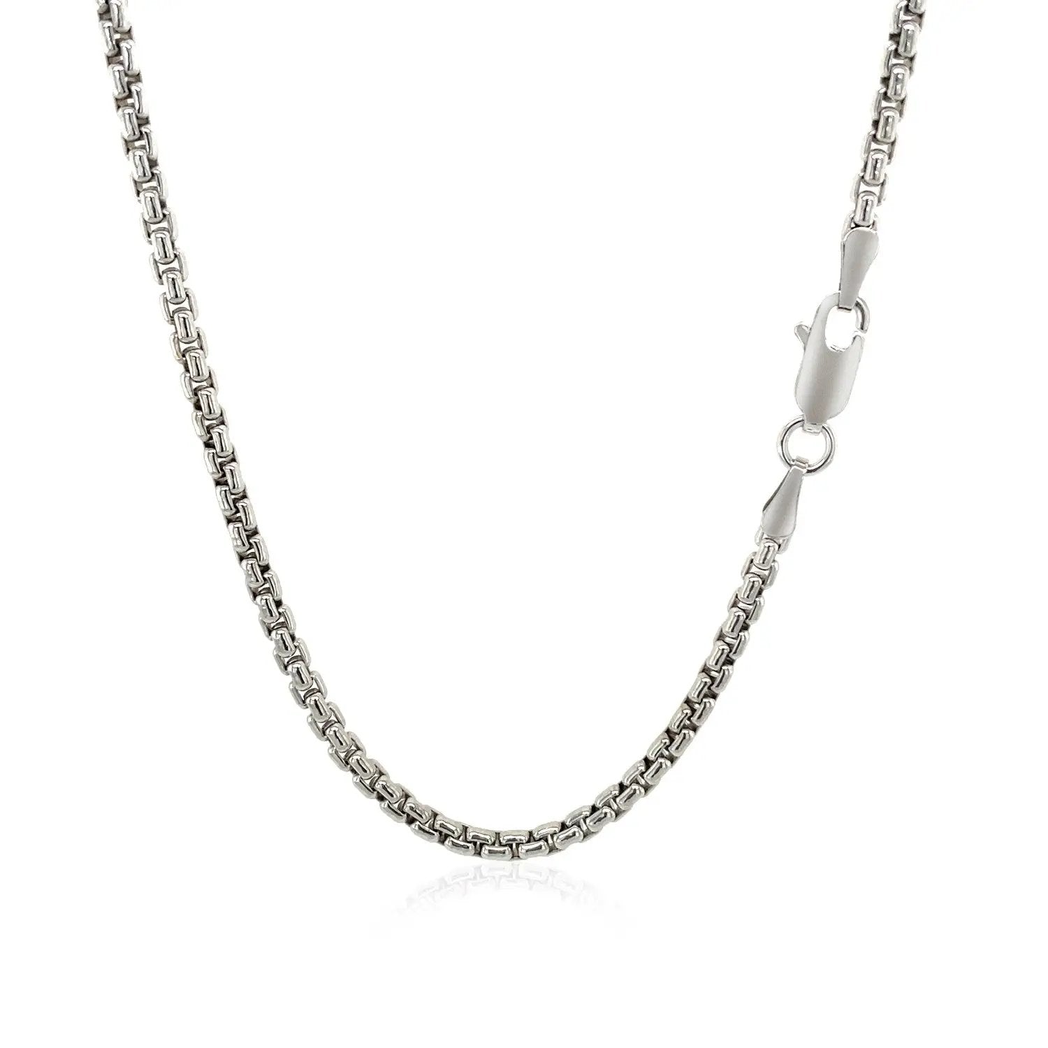 2.4mm 14k white gold round box chain necklace with barrel clasp on Tampa Home & Garden Store
