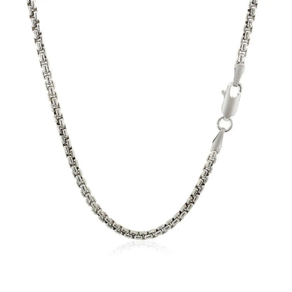 2.4mm 14k white gold round box chain necklace with barrel clasp on Tampa Home & Garden Store
