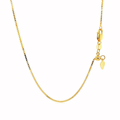 14k yellow gold adjustable box chain necklace 0.85mm with extender and heart charm by Bids.com on Tampa Home & Garden Store