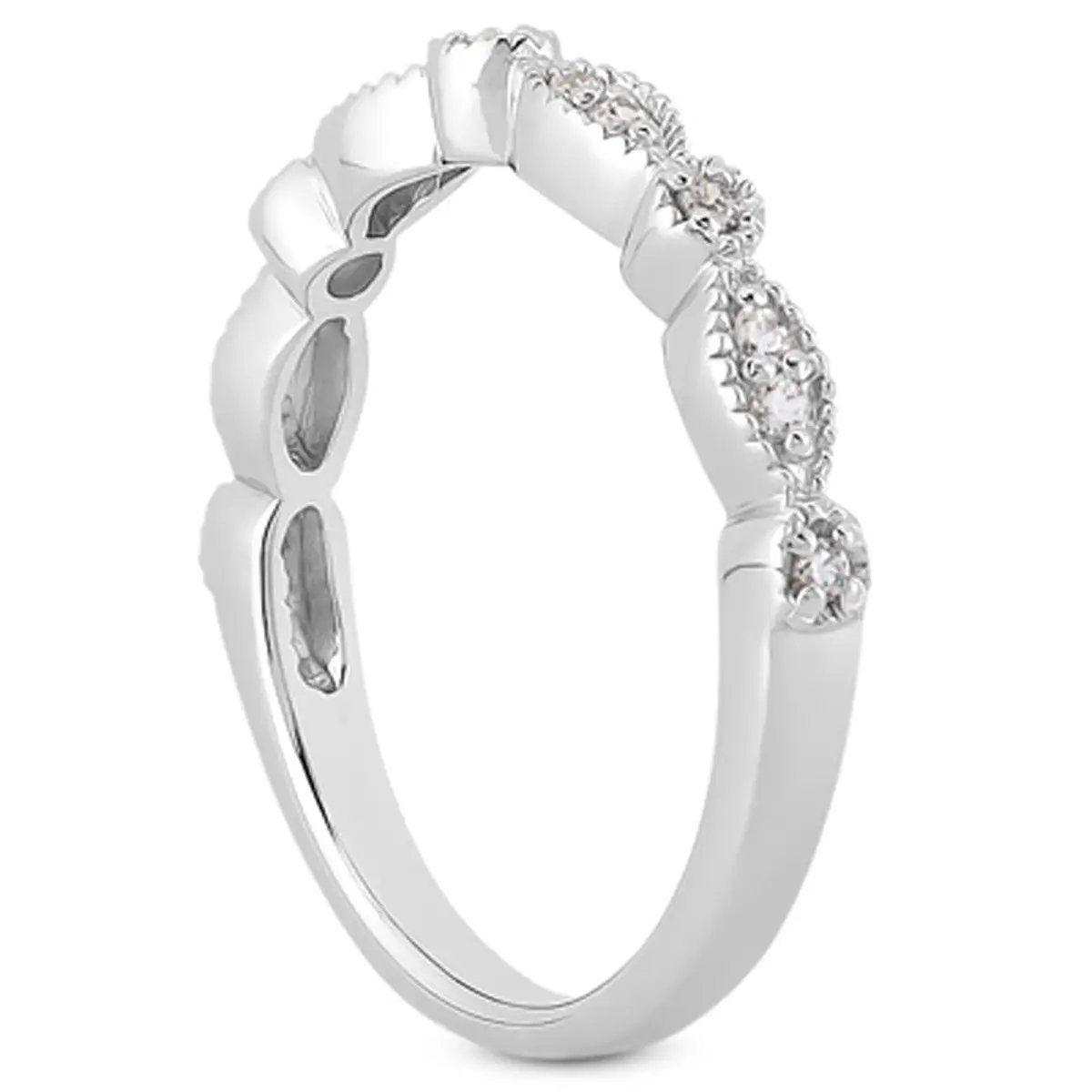 Ring: 14k white gold vintage pave diamond milgrain band by Bids.com on Tampa Home & Garden Store
