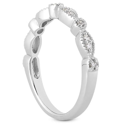 Ring: 14k white gold vintage pave diamond milgrain band by Bids.com on Tampa Home & Garden Store