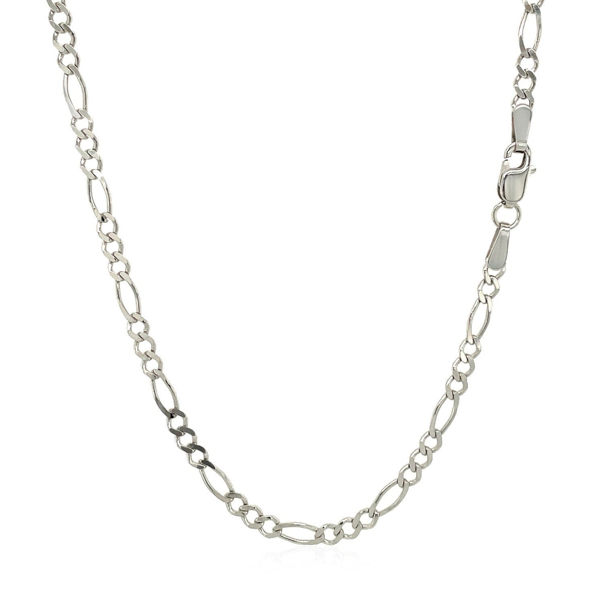 2.6mm 14k white gold solid Figaro chain necklace with oval links on Tampa Home & Garden Store