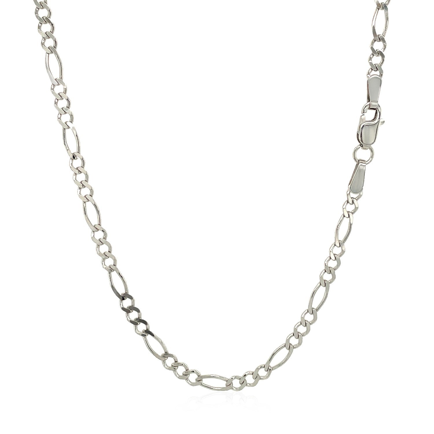 2.6mm 14k white gold solid Figaro chain necklace with oval links on Tampa Home & Garden Store