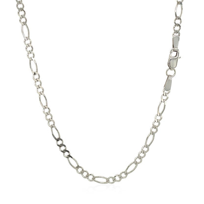 2.6mm 14k white gold solid Figaro chain necklace with oval links on Tampa Home & Garden Store
