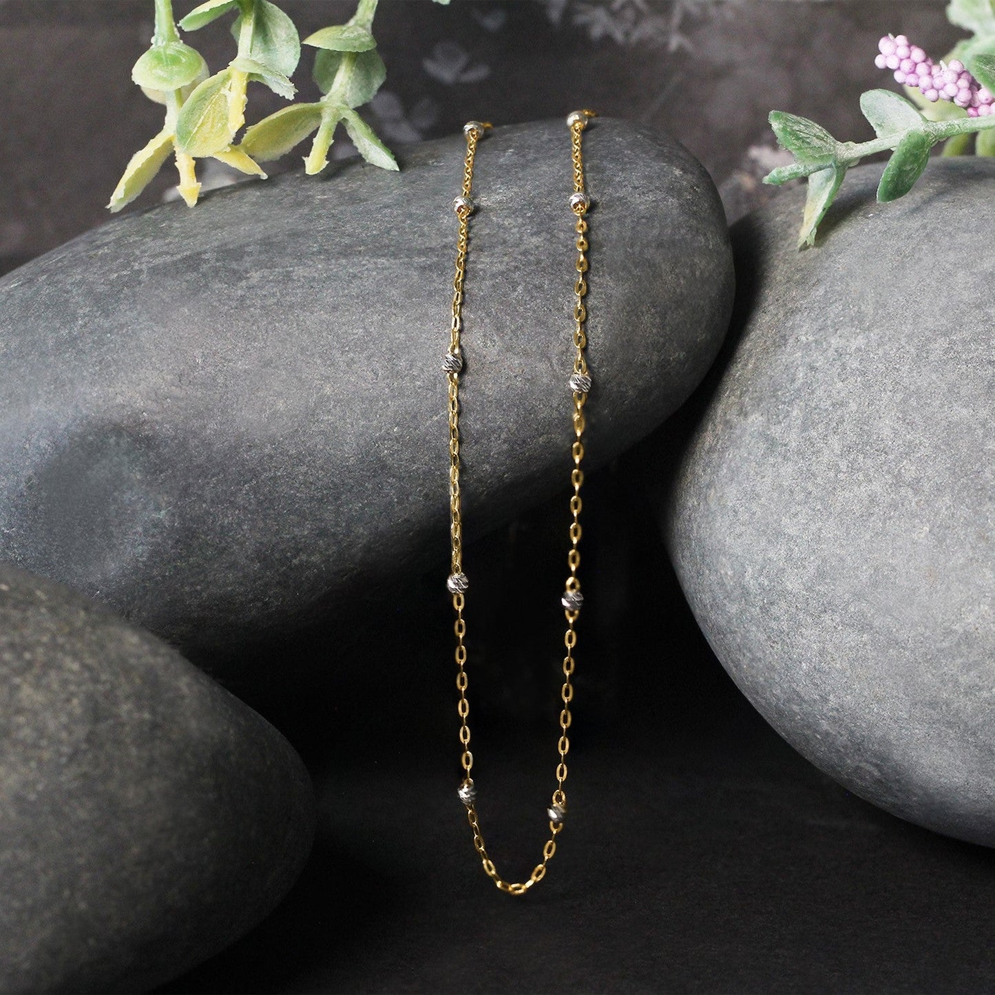Diamond Cut Bead Links Pendant Chain 3.5mm, 14k two-tone gold necklace by Bids.com on Tampa Home & Garden Store