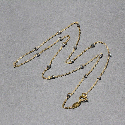 Diamond cut bead links pendant chain necklace in 14k two-tone gold with silver bead accents on Tampa Home & Garden Store