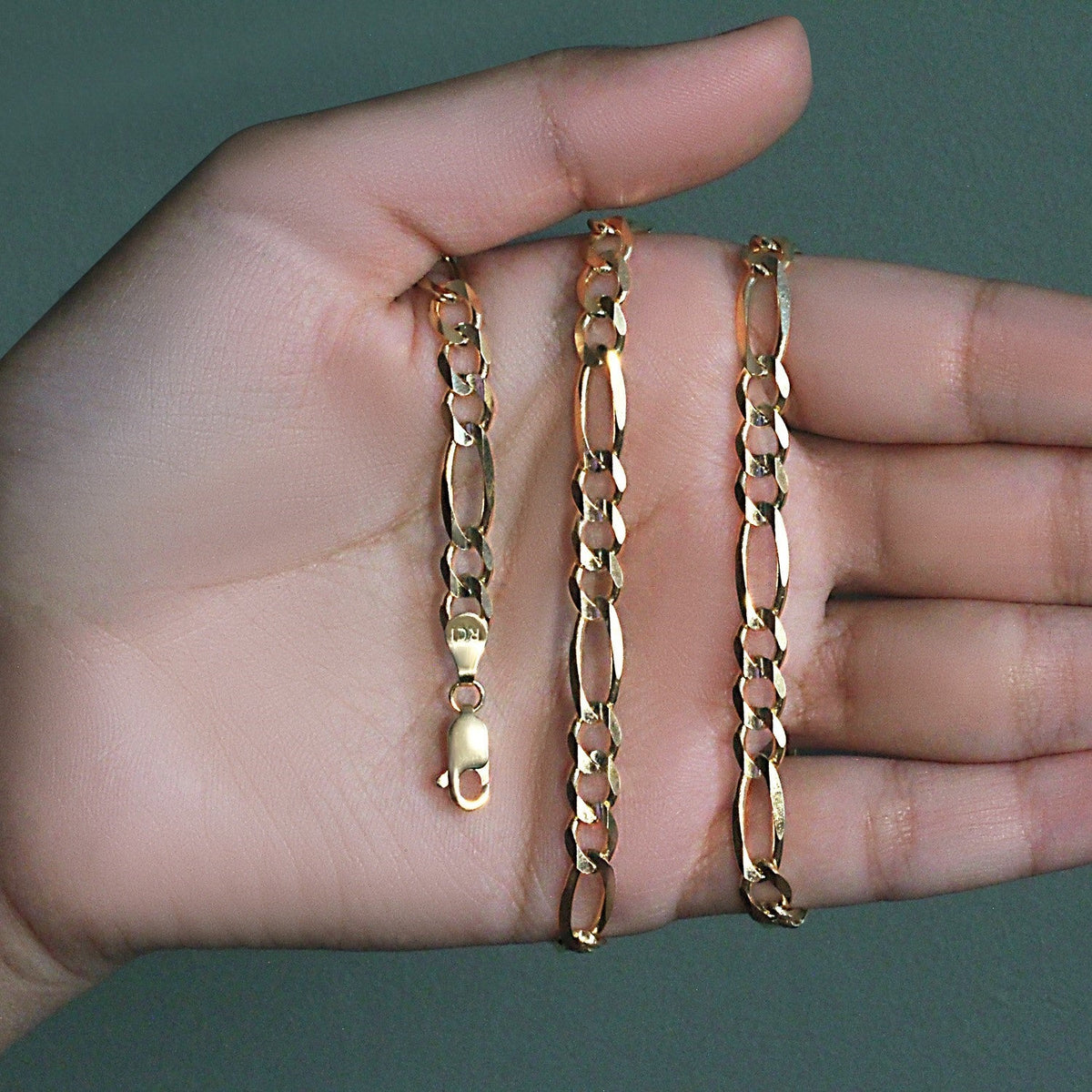 10K yellow gold solid Figaro chain necklaces, 3 pcs, 5.30 mm wide, by Bids.com on Tampa Home & Garden Store