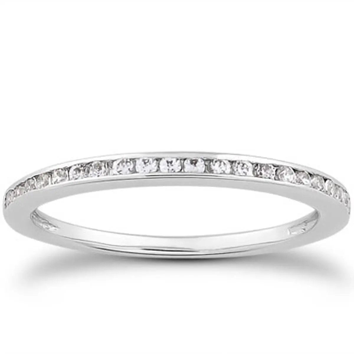 14k white gold slim channel-set diamond wedding ring band, Bids.com on Tampa Home & Garden Store