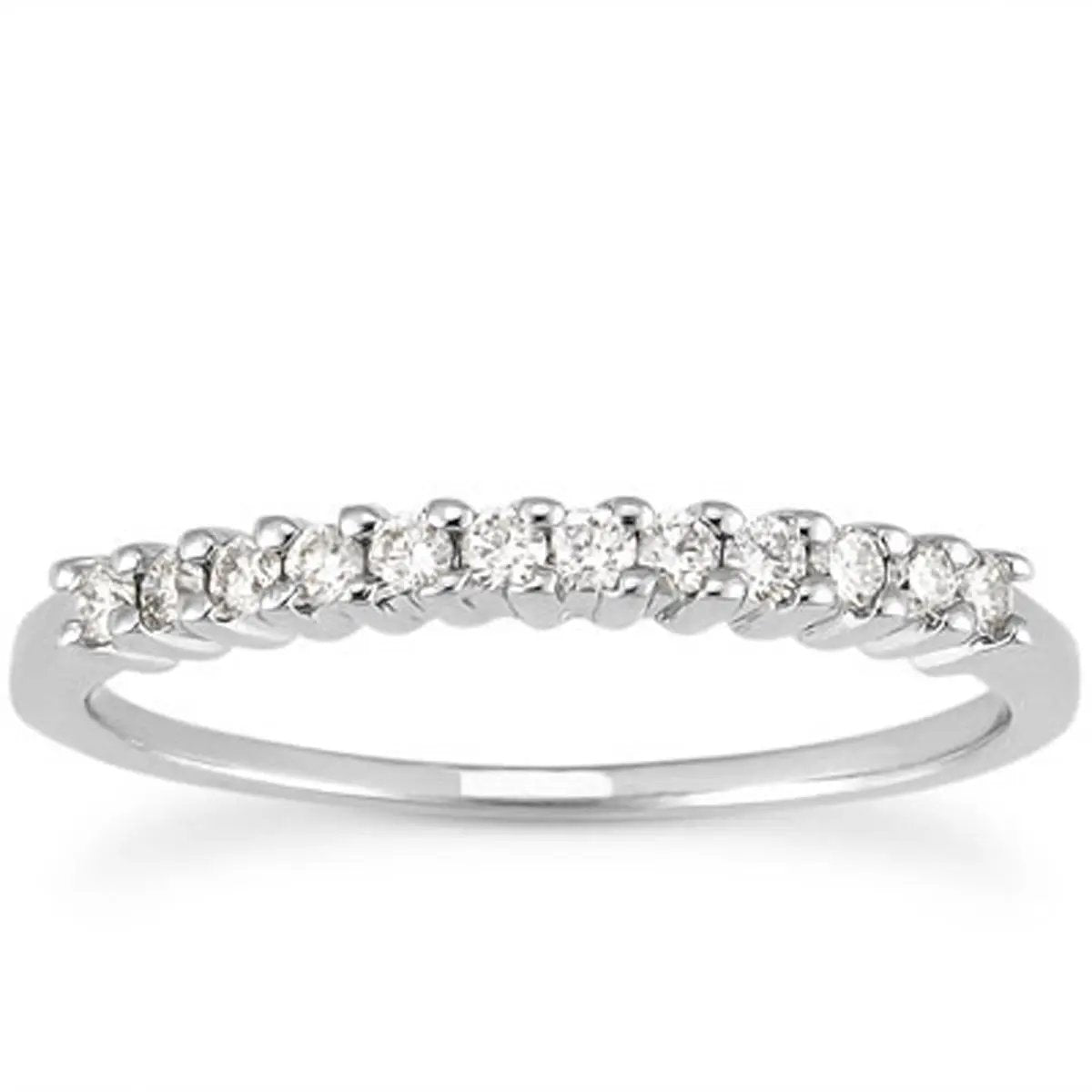 14k white gold raised shared-prong diamond wedding ring band, Bids.com on Tampa Home & Garden Store