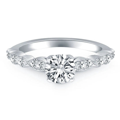 14k white gold fancy diamond engagement ring with center stone and pavé diamonds along band on Tampa Home & Garden Store
