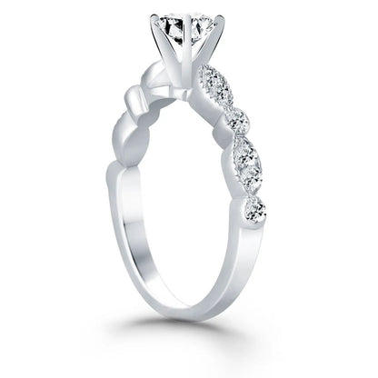 14k white gold fancy-shaped diamond ring with center stone and diamond-studded band on Tampa Home & Garden Store