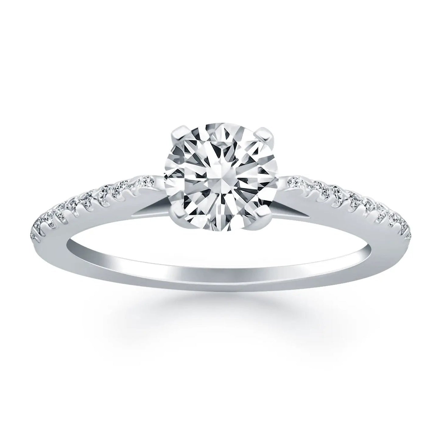 14k white gold micro-prong diamond cathedral engagement ring with pavé band by Bids.com on Tampa Home & Garden Store