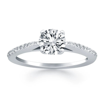 14k white gold micro-prong diamond cathedral engagement ring with pavé band by Bids.com on Tampa Home & Garden Store