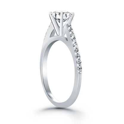 14k white gold micro prong diamond cathedral engagement ring with pavé band by Bids.com on Tampa Home & Garden Store