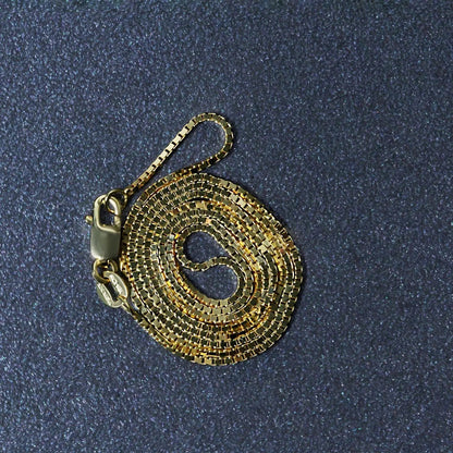 14k yellow gold box chain necklace 1.0mm with circular coiled pendant on Tampa Home & Garden Store