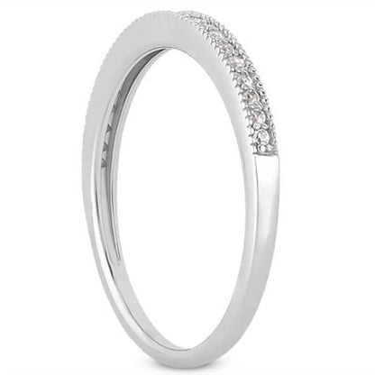 Wedding ring 14k white gold micro pave diamonds with milgrain edge by Bids.com on Tampa Home & Garden Store