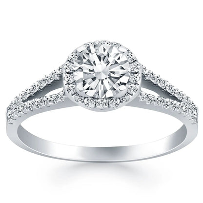 Engagement ring, 14k white gold with pave halo and split shank diamond band, Bids.com on Tampa Home & Garden Store