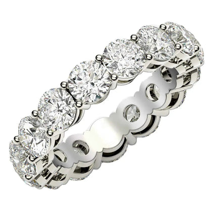 Round cut lab-grown diamond eternity ring in 14k white gold, 5 cttw FG/VS2, prong-set diamonds on Tampa Home & Garden Store