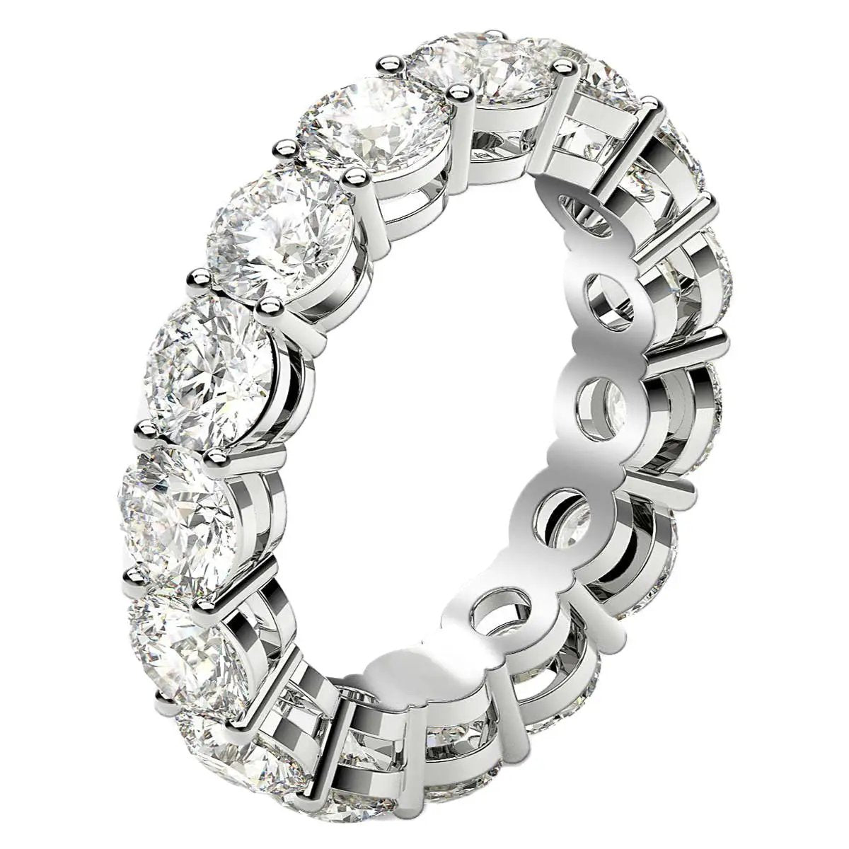 Round Cut Lab Grown Diamond Eternity Ring, 14k White Gold, 5 ctw FG/VS2, Bids.com on Tampa Home & Garden Store
