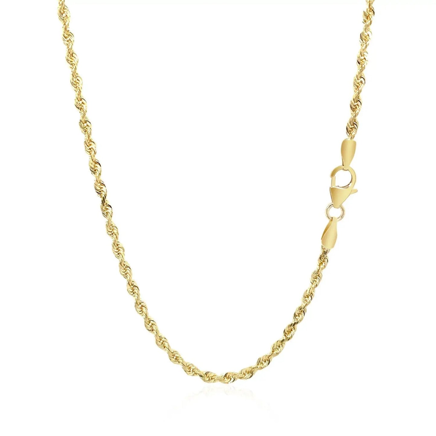 14k yellow gold solid diamond-cut rope chain necklace 2.5mm with lobster clasp by Bids.com on Tampa Home & Garden Store