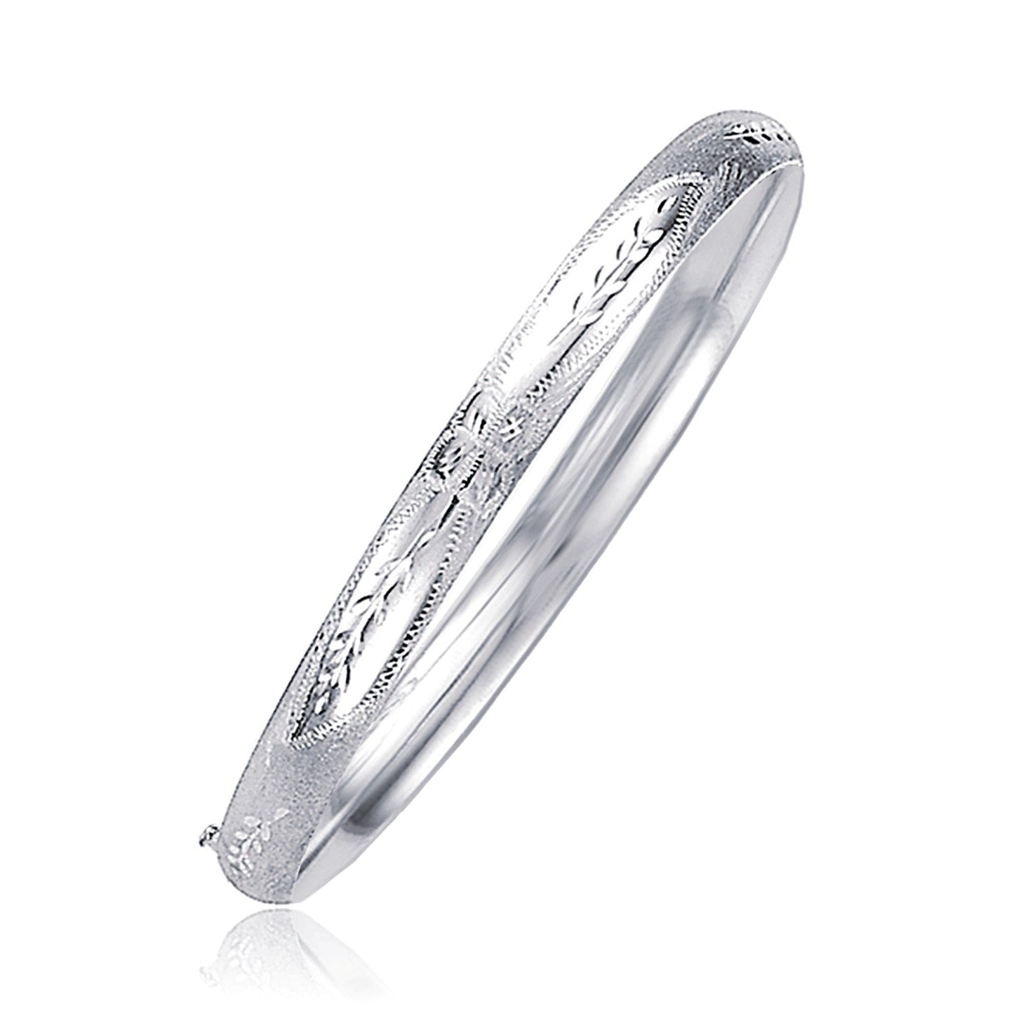 Bracelet Classic Floral Carved Bangle in 14k White Gold 5.0mm by Bids.com on Tampa Home & Garden Store