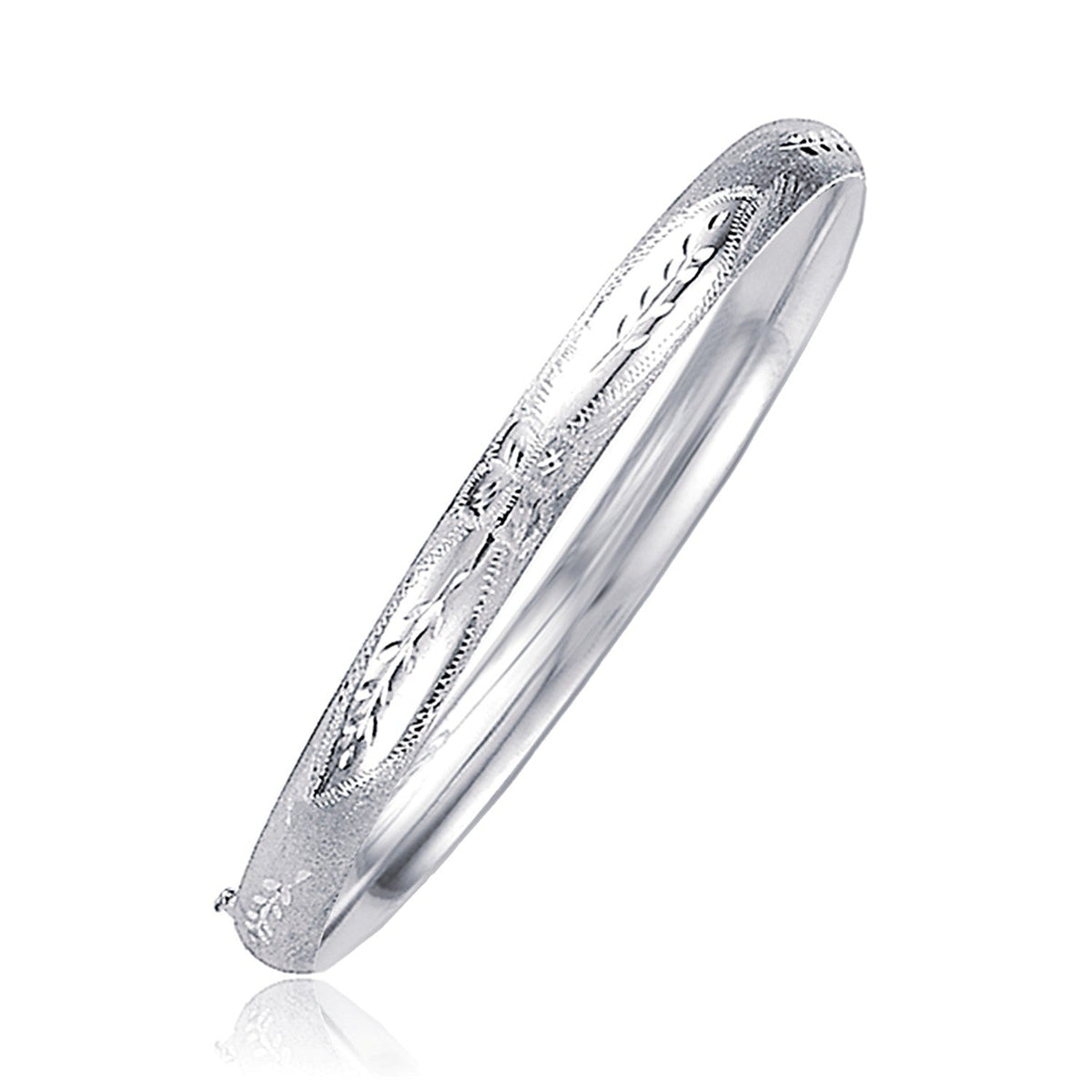 Bracelet Classic Floral Carved Bangle in 14k White Gold 5.0mm by Bids.com on Tampa Home & Garden Store