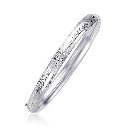 Bracelet Classic Floral Carved Bangle in 14k White Gold 5.0mm by Bids.com on Tampa Home & Garden Store