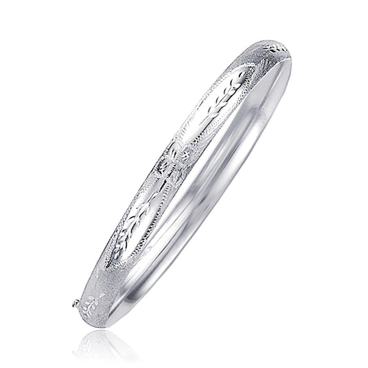 Bracelet Classic Floral Carved Bangle in 14k White Gold 5.0mm by Bids.com on Tampa Home & Garden Store