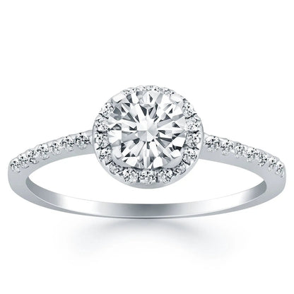 14k white gold diamond halo engagement ring by Bids.com with pavé diamond band on Tampa Home & Garden Store