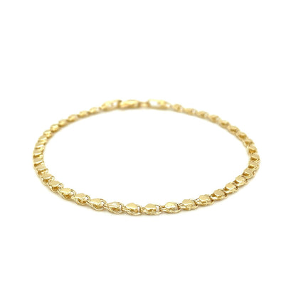 14k Yellow Gold Heart Bracelet 2.9mm wide with linked chain on Tampa Home & Garden Store