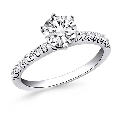 14k white gold engagement ring by Bids.com with round center diamond and fishtail accents on band on Tampa Home & Garden Store