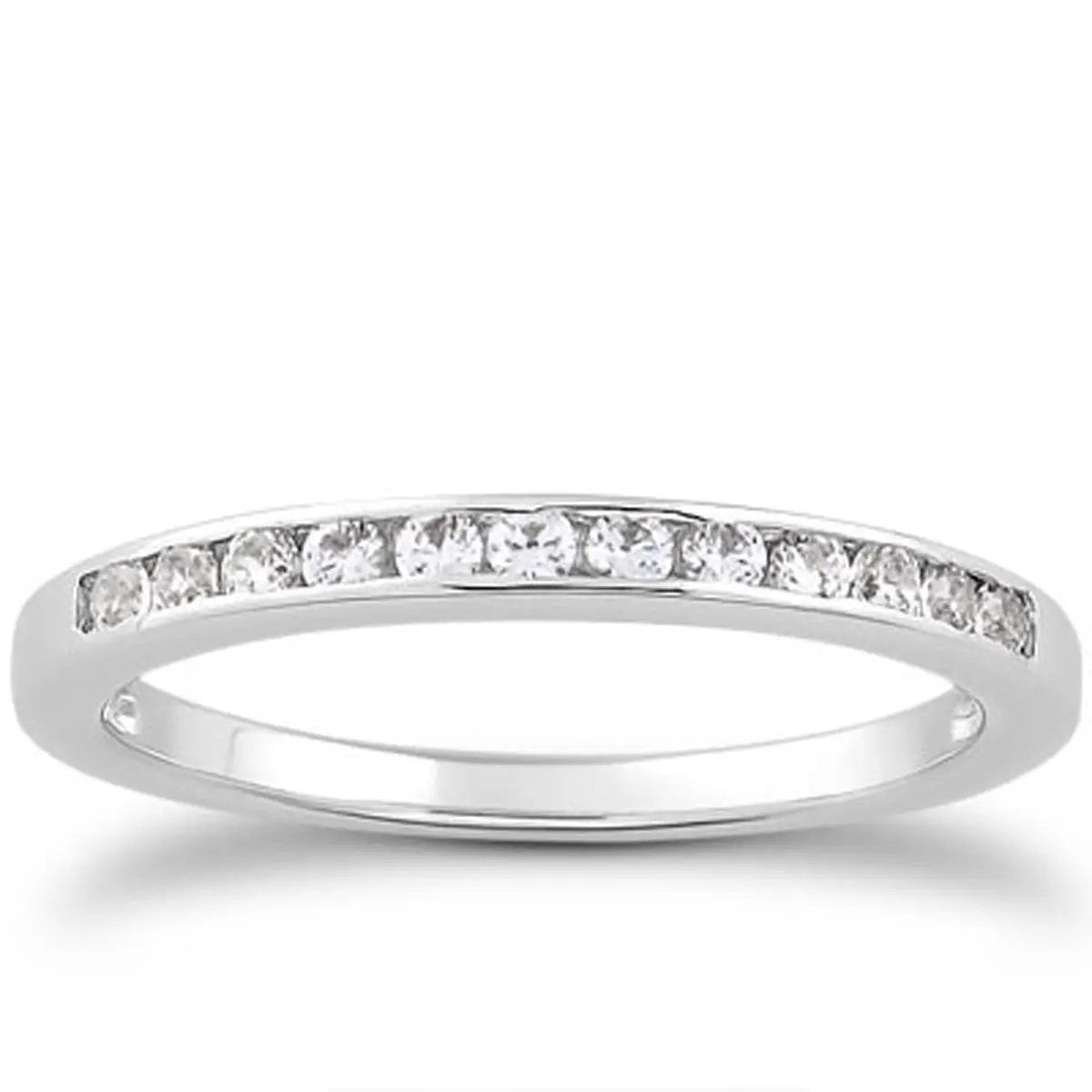 14k white gold channel-set diamond wedding ring band, 1/3 around, by Bids.com on Tampa Home & Garden Store