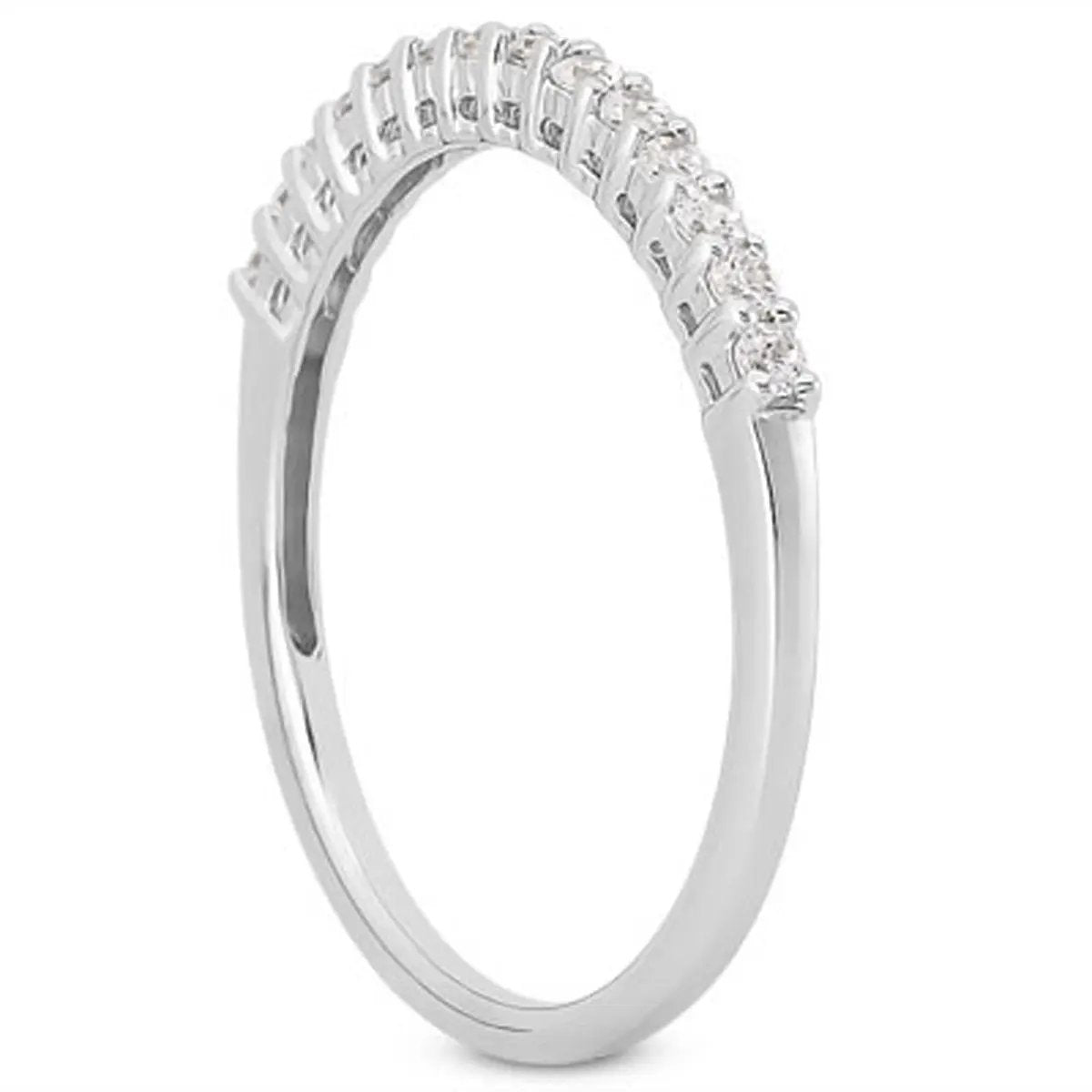 14k white gold diamond wedding ring band with airline gallery and shared prong setting on Tampa Home & Garden Store