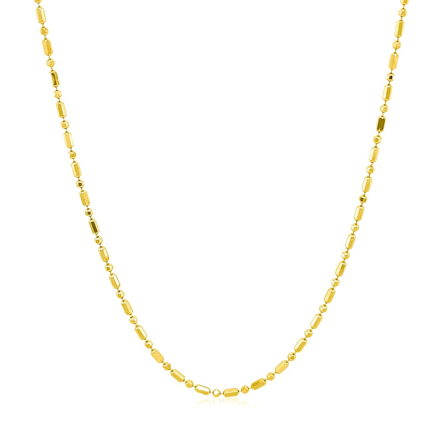 14k yellow gold diamond-cut alternating bead chain necklace 1.2mm by Bids.com on Tampa Home & Garden Store