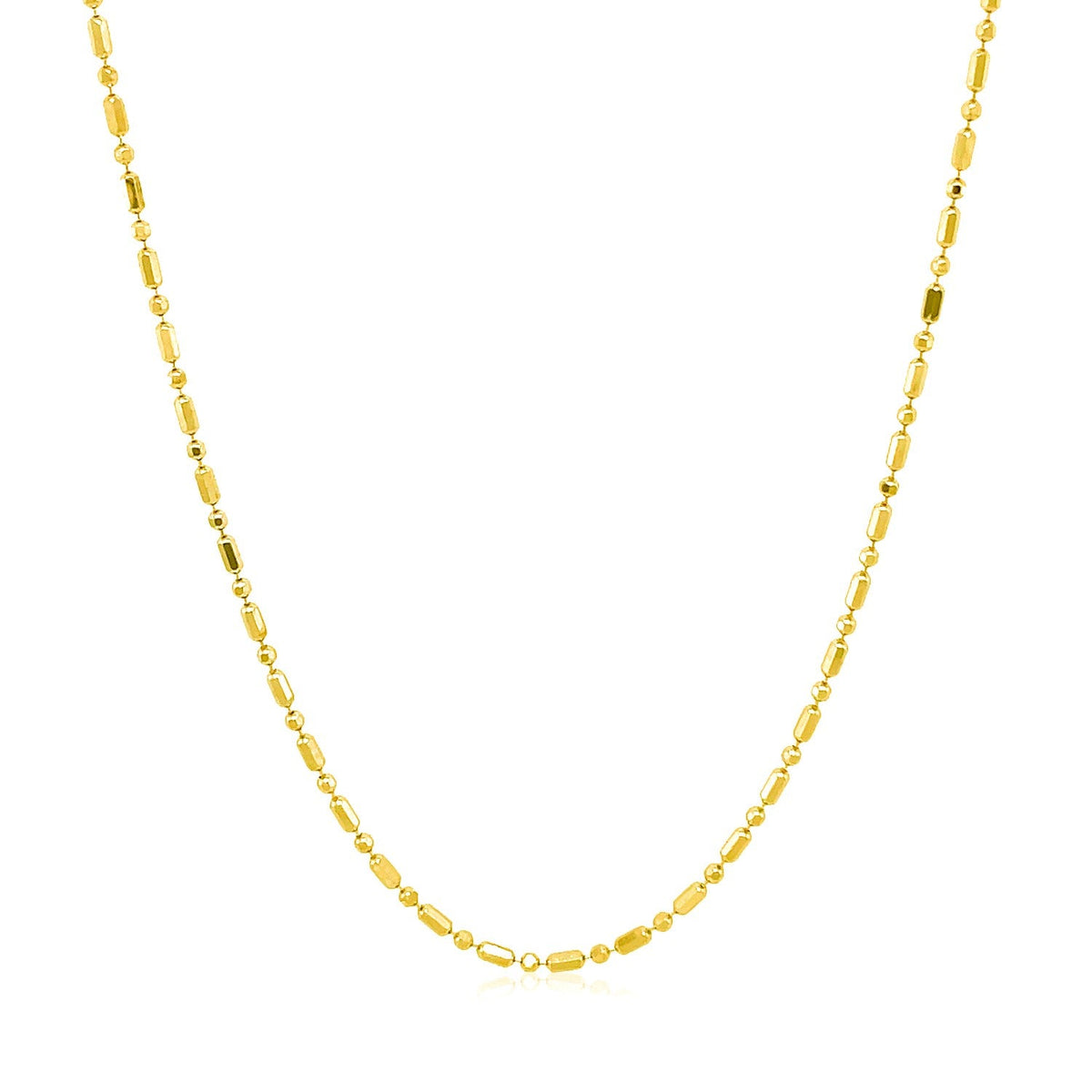 14k yellow gold diamond-cut alternating bead chain necklace 1.2mm by Bids.com on Tampa Home & Garden Store