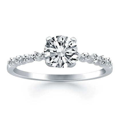 14k white gold diamond engagement ring with center stone and shared-prong accents along the band on Tampa Home & Garden Store