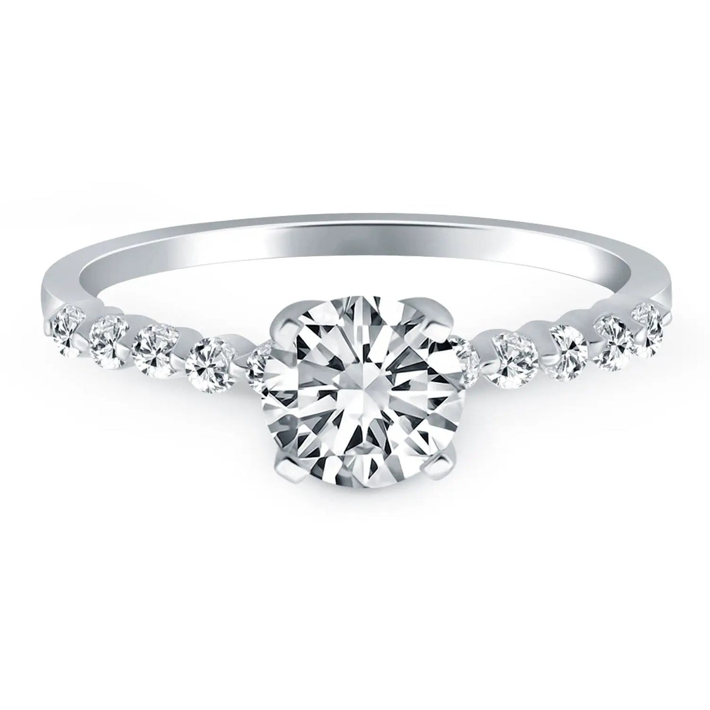 14k white gold engagement ring with large center stone and shared-prong accents, Bids.com on Tampa Home & Garden Store