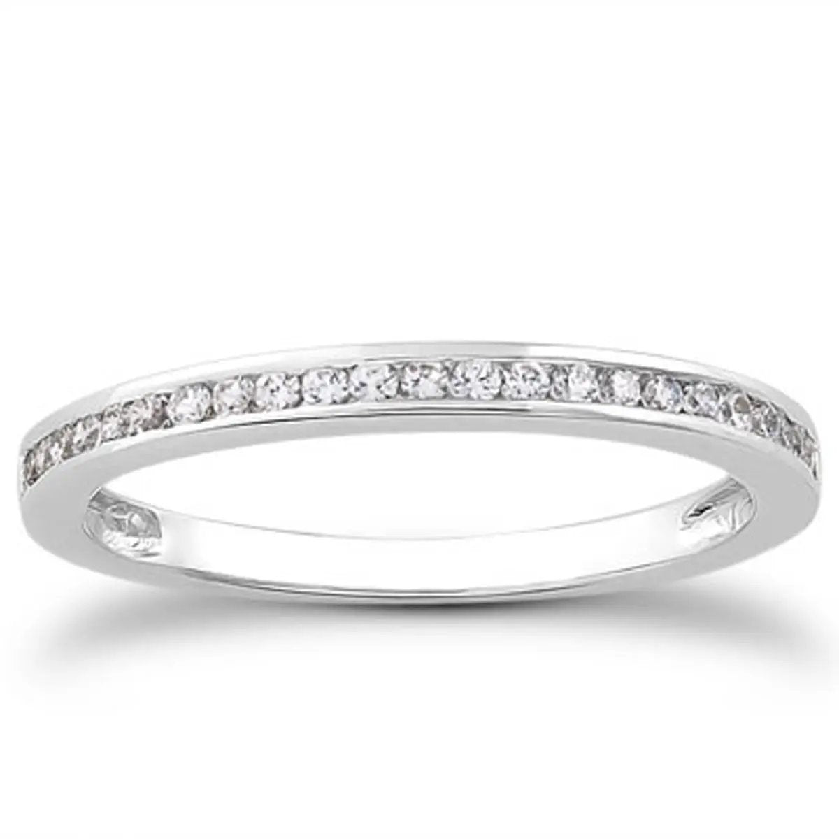 14k white gold slender channel-set diamond wedding ring band half around by Bids.com on Tampa Home & Garden Store